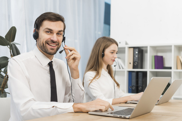 Home services agents working in call center